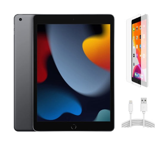 Refurbished Apple iPad 9th Gen A2602 (WiFi) 256GB Space Gray (Grade A) w/ Pre-Installed Tempered Glass