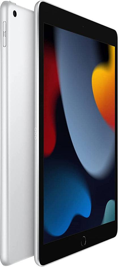 Refurbished Apple iPad 9th Gen A2602 (WiFi) 64GB Silver (Grade A)with Case & Tempered Glass Screen Protector