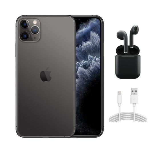 Refurbished Apple iPhone 11 Pro A2160 (Fully Unlocked) 256GB Space Gray (Grade A+) w/ Wireless Earbuds