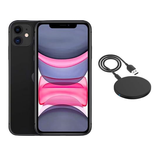Refurbished Apple iPhone 11 A2111 (Fully Unlocked) 128GB Black (Grade A) w/ Wireless Charger