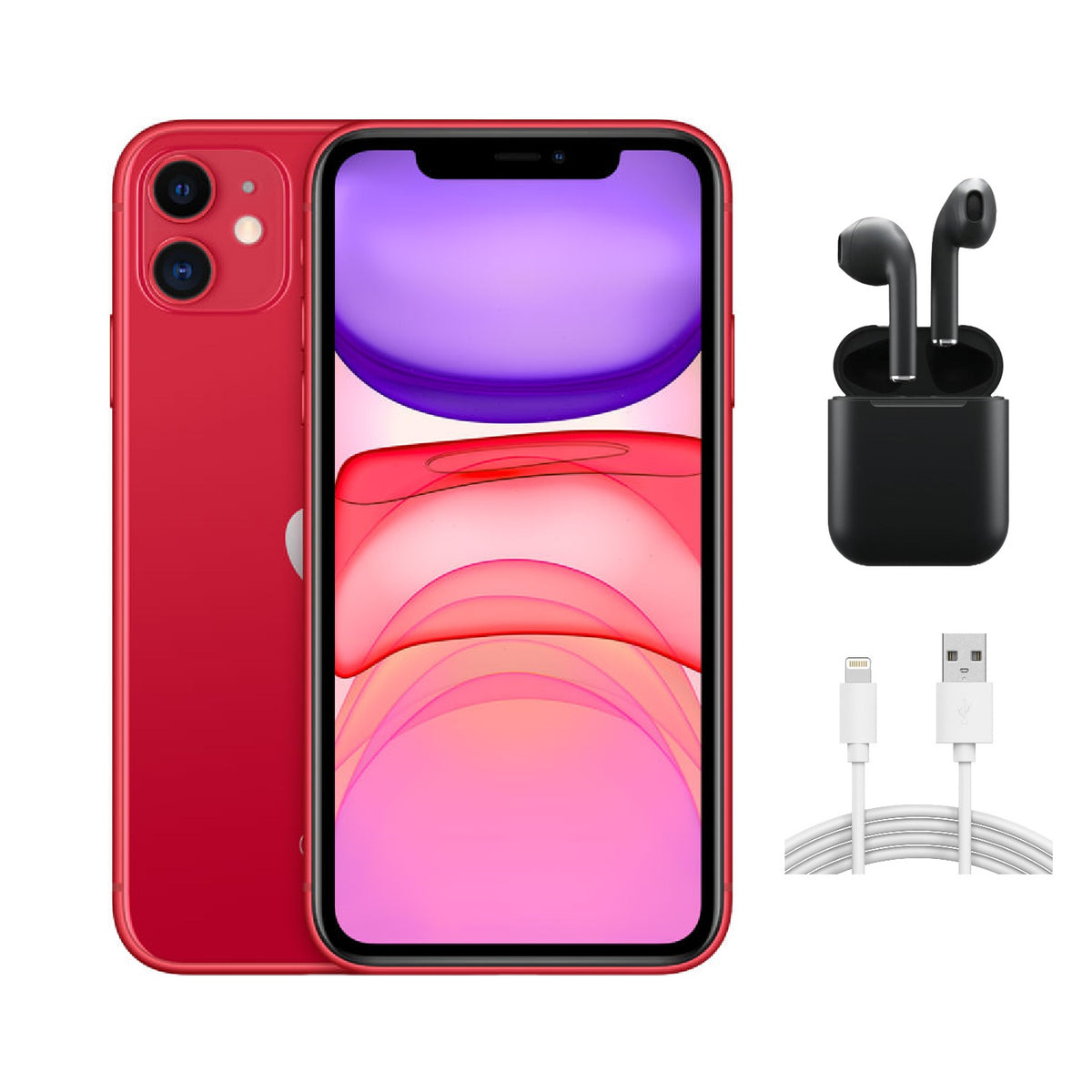 Apple iPhone 11 A2111 (Fully Unlocked) 128GB Red w/ Wireless Earbuds