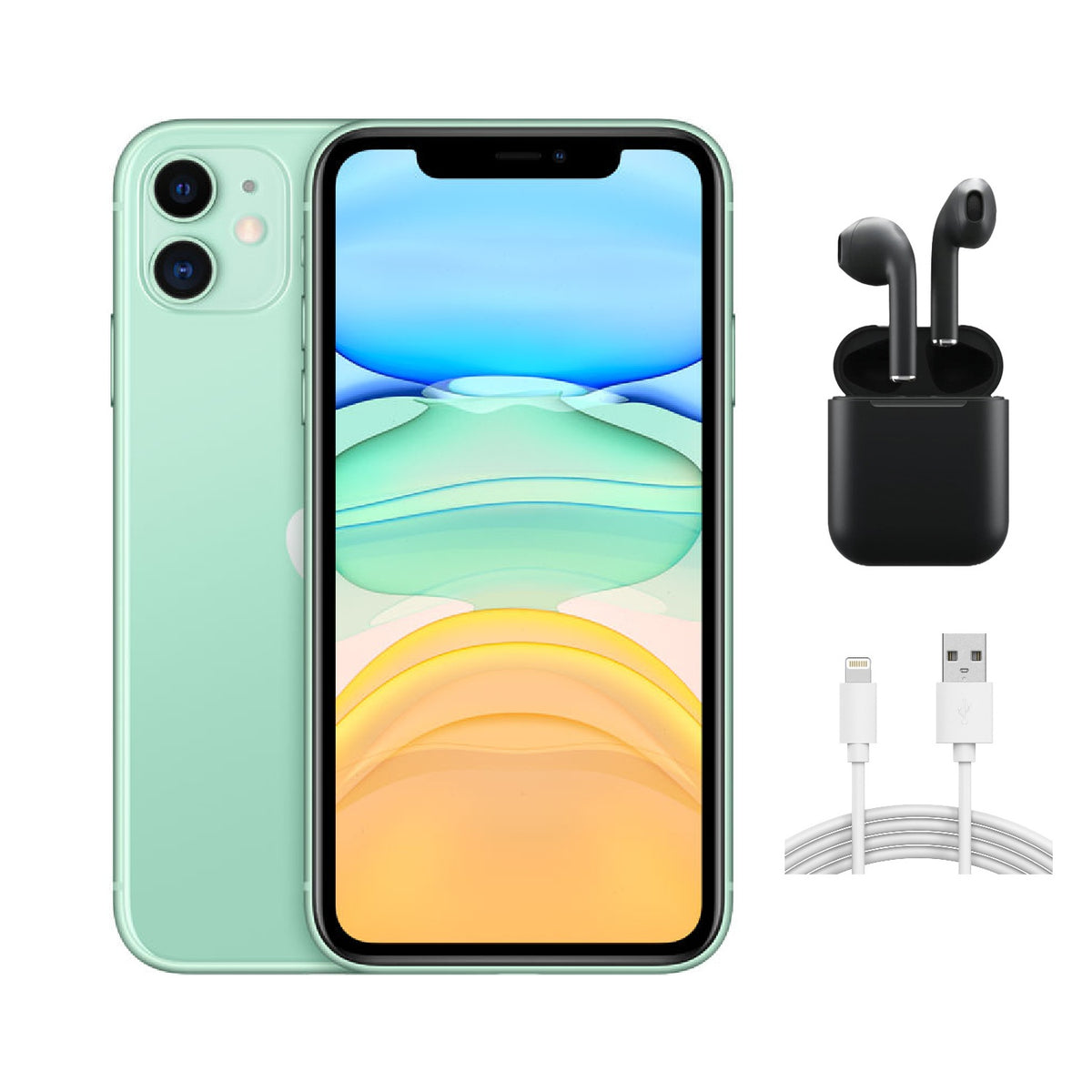 Apple iPhone 11 A2111 (Fully Unlocked) 256GB Green w/ Wireless Earbuds