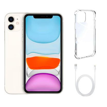 Refurbished Apple iPhone 11 A2111 (Fully Unlocked) 64GB White (Grade A+) w/ Clear Phone Case