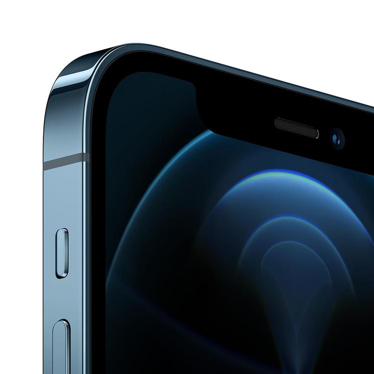 Refurbished Apple iPhone 12 Pro A2341 (Fully Unlocked) 512GB Pacific Blue (Grade A+) Bundle with Pre-Installed Tempered Glass and Bluetooth Earbuds