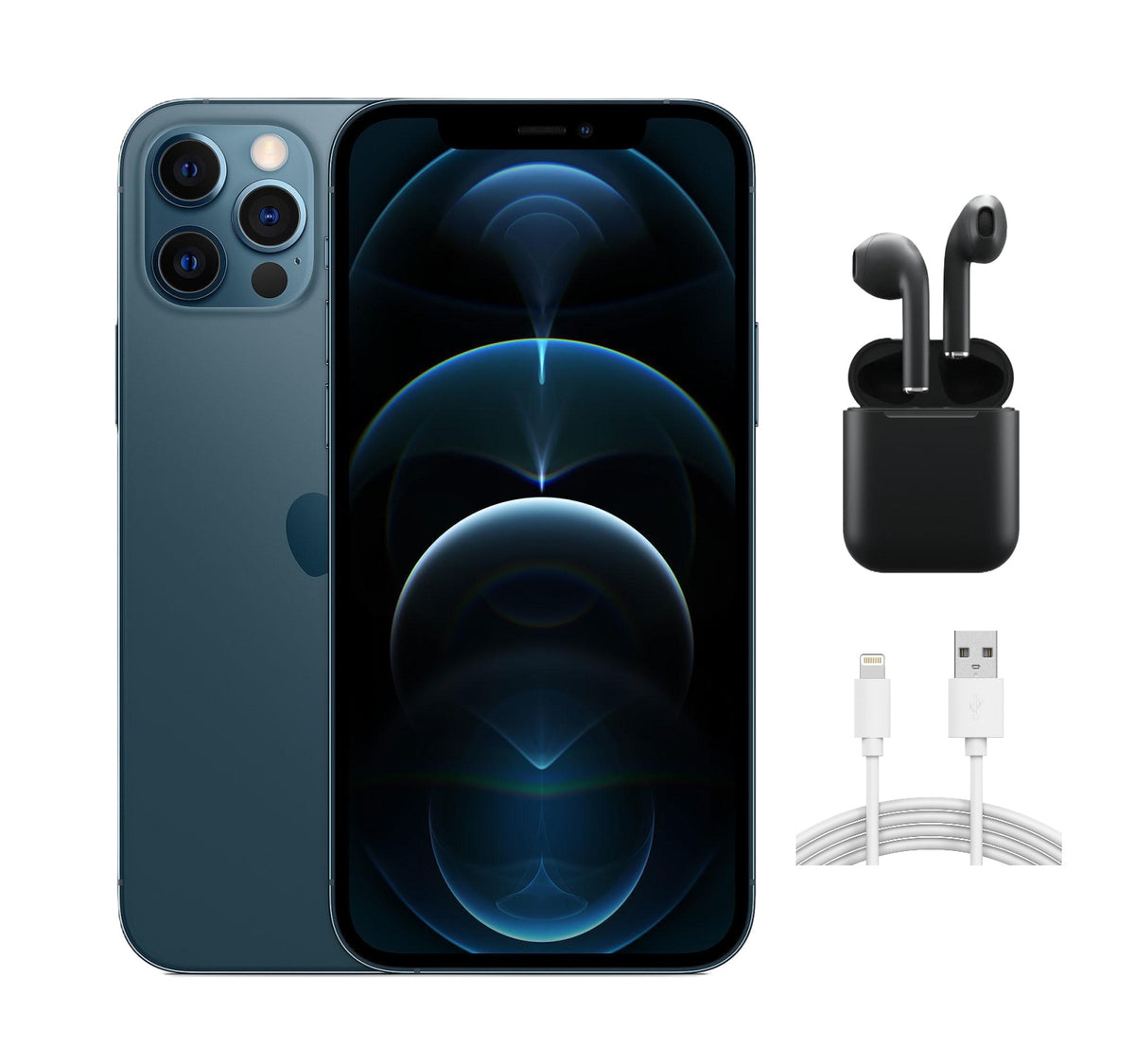 Refurbished Apple iPhone 12 Pro A2341 (Fully Unlocked) 512GB Pacific Blue (Grade B) w/ Wireless Earbuds