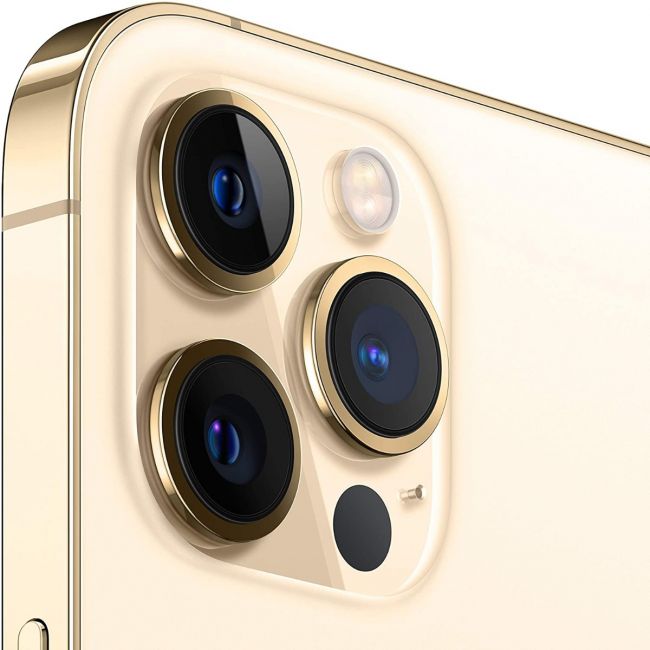 Refurbished Apple iPhone 12 Pro A2341 (Fully Unlocked) 512GB Gold (Grade A) Bundle with Pre-Installed Tempered Glass and Bluetooth Earbuds