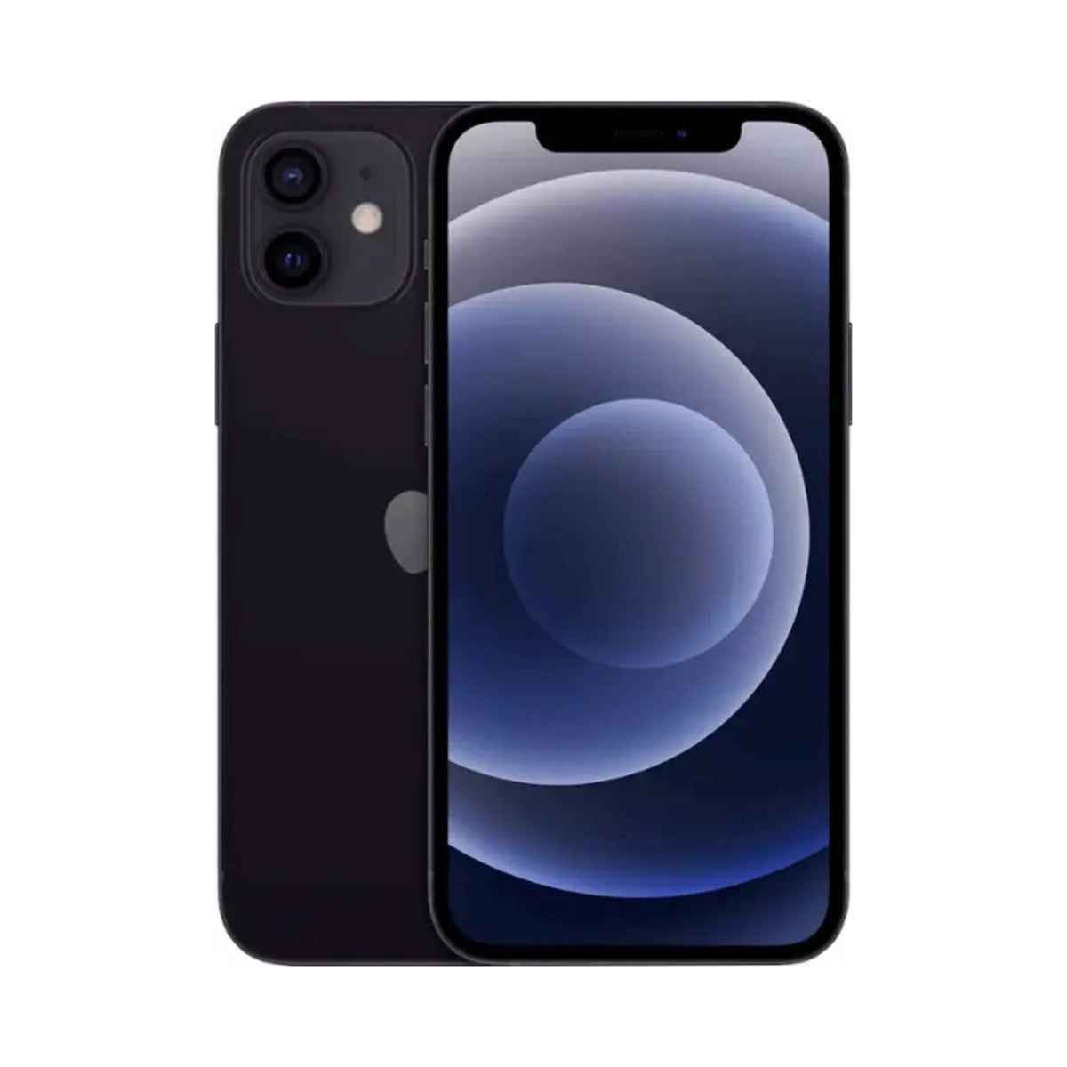Refurbished Apple iPhone 12 A2172 (Fully Unlocked) 64GB Black (Grade A) w/ Pre-Installed Tempered Glass