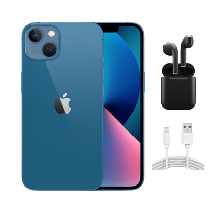 Refurbished Apple iPhone 13 Mini A2481 (Fully Unlocked) 128GB Blue w/ Wireless Earbuds