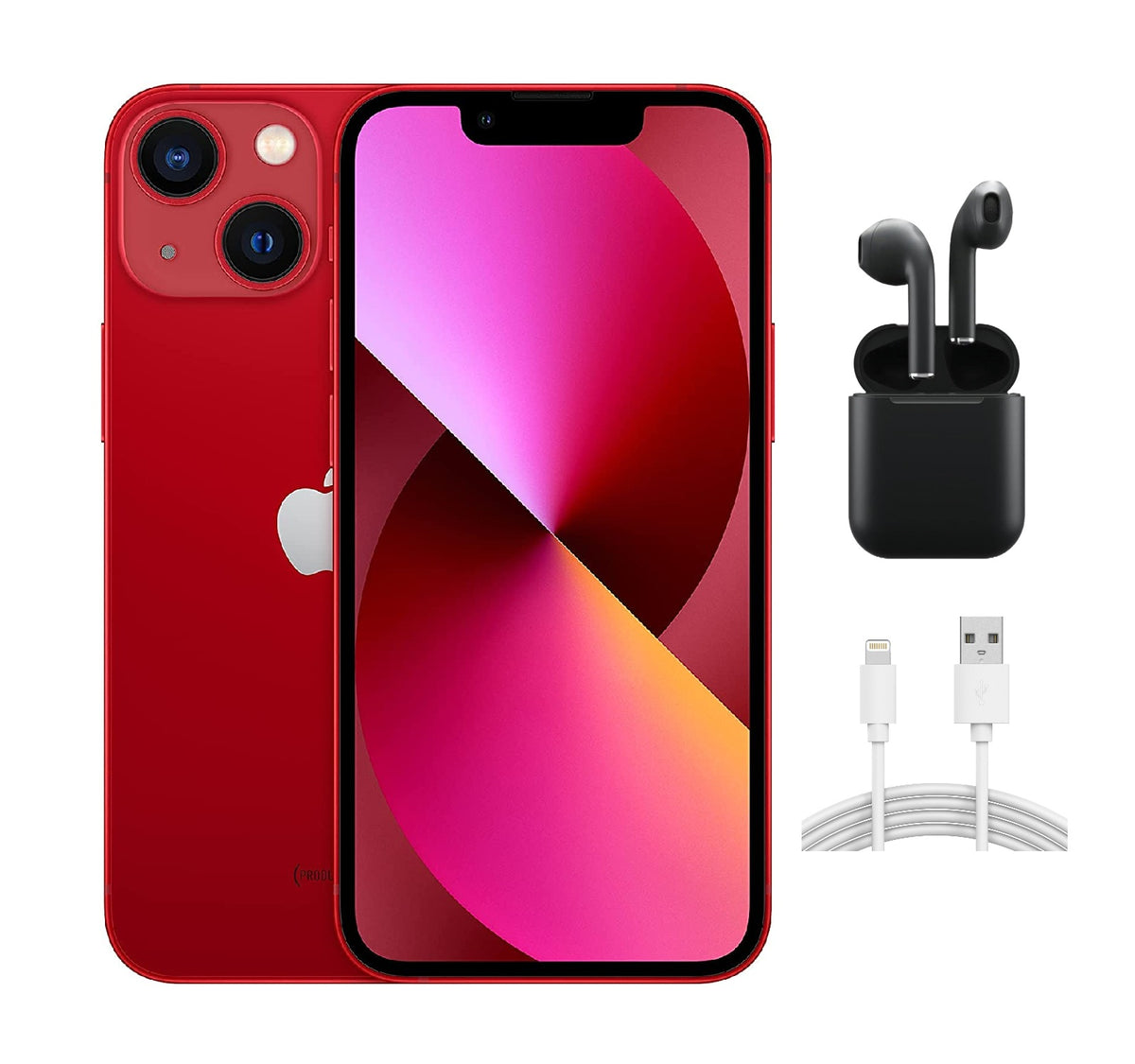 Refurbished Apple iPhone 13 Mini A2481 (Fully Unlocked) 128GB Red (Grade B) w/ Wireless Earbuds