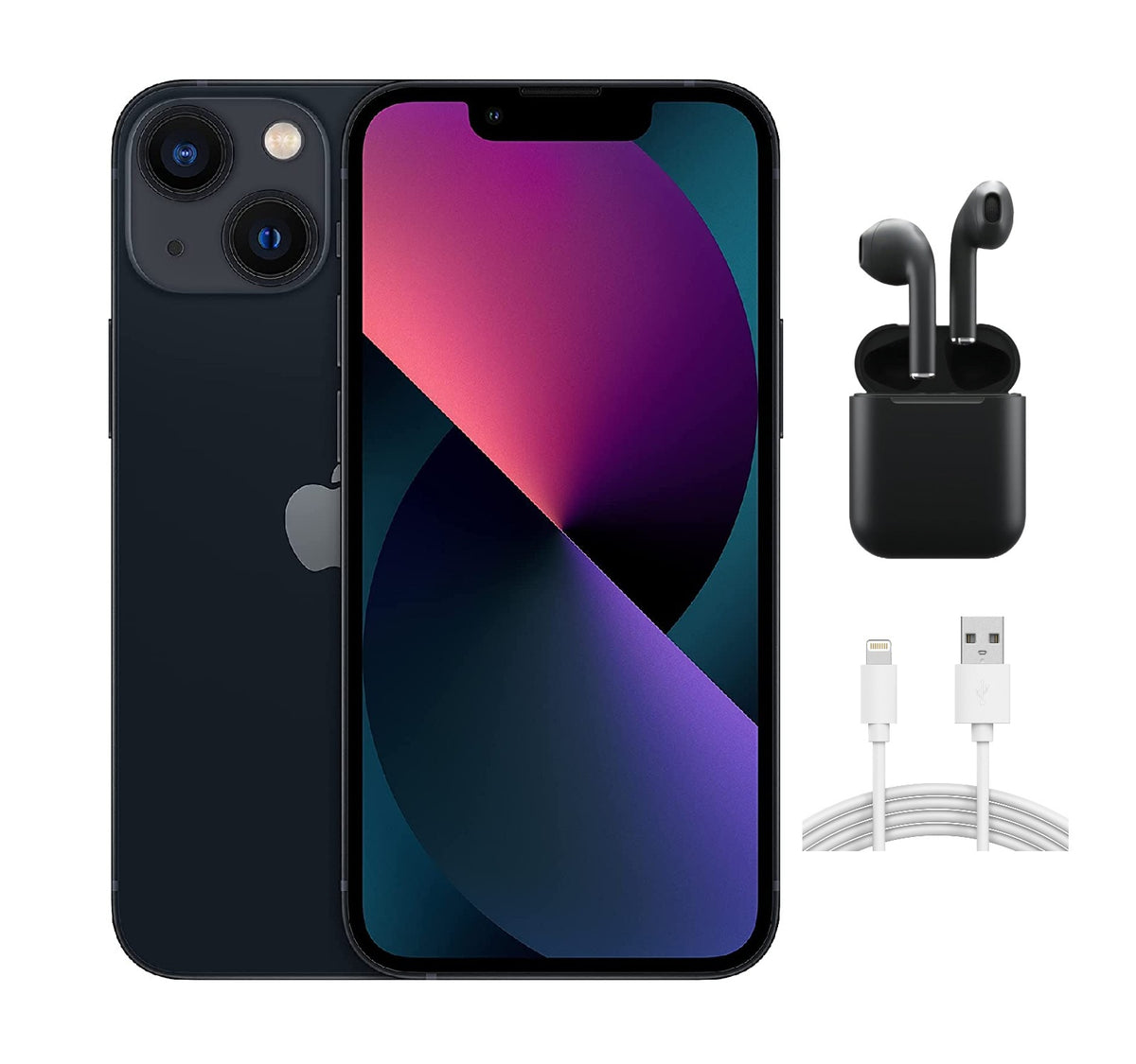 Refurbished Apple iPhone 13 Mini A2481 (Fully Unlocked) 256GB Midnight (Grade A+) w/ Wireless Earbuds