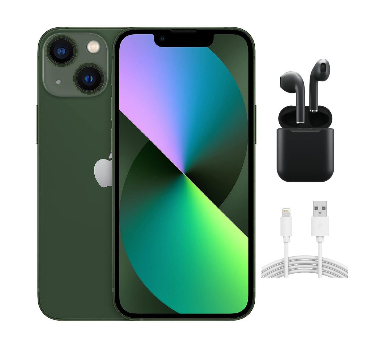 Refurbished Apple iPhone 13 Mini A2481 (Fully Unlocked) 256GB Green (Grade A+) w/ Wireless Earbuds