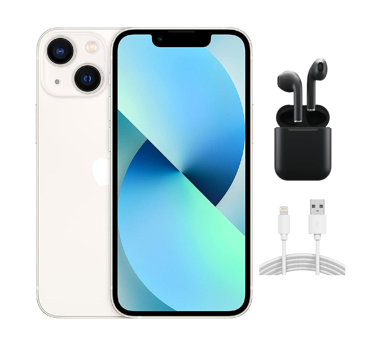 Refurbished Apple iPhone 13 Mini A2481 (Fully Unlocked) 256GB Starlight (Grade A+) w/ Wireless Earbuds