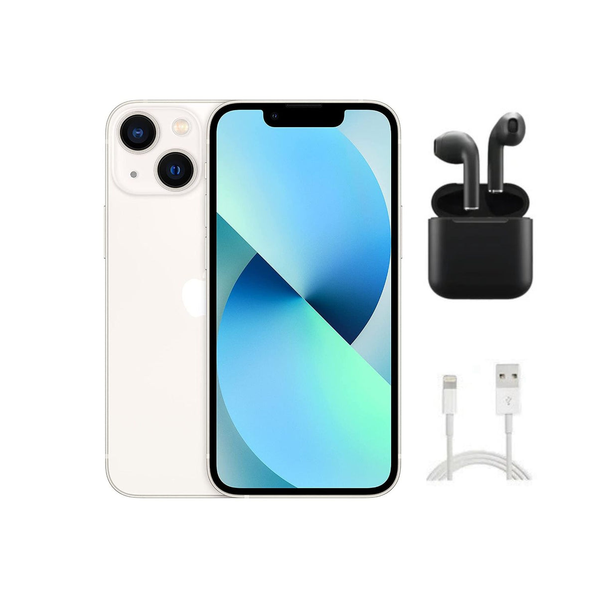 Refurbished Apple iPhone 13 Mini A2481 (Fully Unlocked) 256GB Starlight w/ Wireless Earbuds