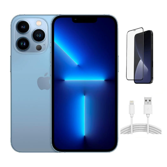 Refurbished Apple iPhone 13 Pro Max A2484 (Fully Unlocked) 128GB Sierra Blue (Grade B) w/ Pre-Installed Tempered Glass