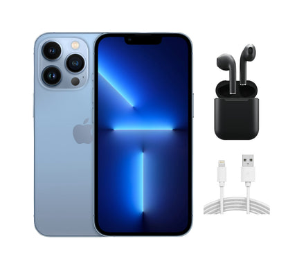 Refurbished Apple iPhone 13 Pro A2483 (Fully Unlocked) 512GB Sierra Blue (Grade B) w/ Wireless Earbuds