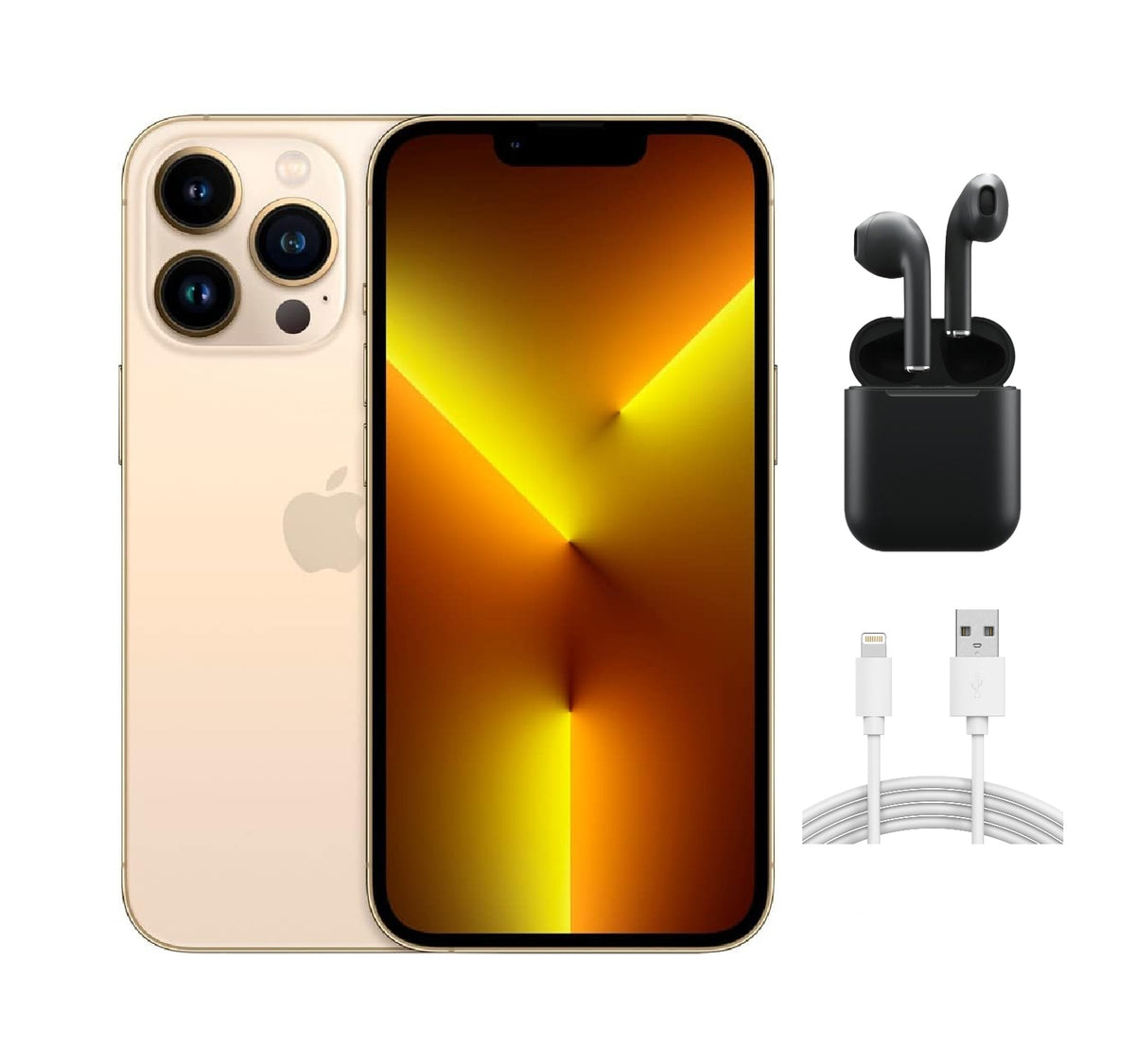 Refurbished Apple iPhone 13 Pro A2483 (Fully Unlocked) 512GB Gold (Grade B) w/ Wireless Earbuds