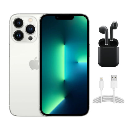 Refurbished Apple iPhone 13 Pro A2483 (Fully Unlocked) 512GB Silver (Grade A) w/ Wireless Earbuds