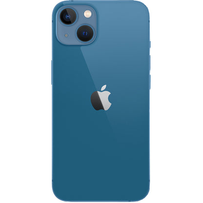 Refurbished Apple iPhone 13 A2482 (Fully Unlocked) 128GB Blue (Grade A) Bundle with Pre-Installed Tempered Glass and Bluetooth Earbuds