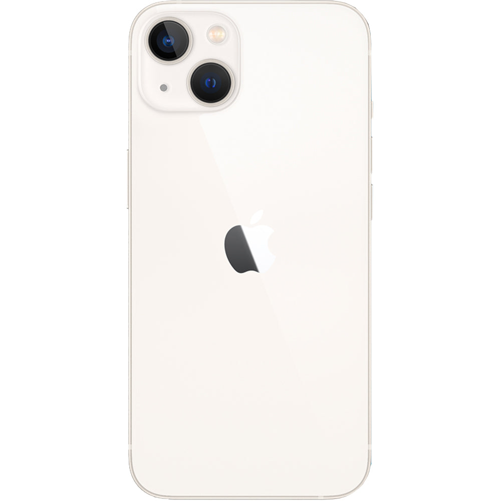 Refurbished Apple iPhone 13 A2482 (Fully Unlocked) 128GB Starlight (Grade A) Bundle with Pre-Installed Tempered Glass and Bluetooth Earbuds
