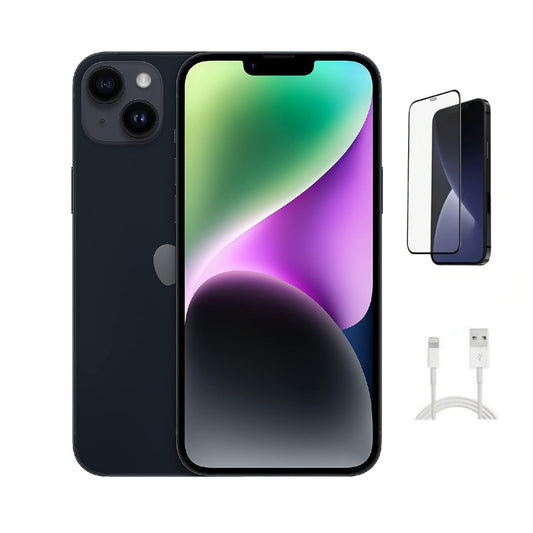 Refurbished Apple iPhone 14 Plus A2632 (Fully Unlocked) 128GB Midnight Bundle with Pre-Installed Tempered Glass (Grade B)