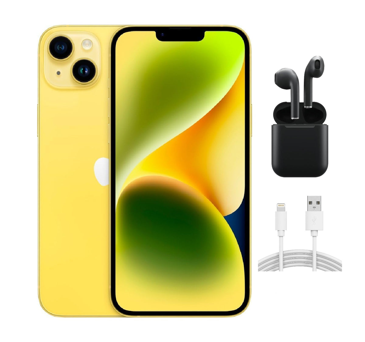 Refurbished Apple iPhone 14 Plus A2632 (Fully Unlocked) 128GB Yellow (Grade A) w/ Wirelesss Earbuds