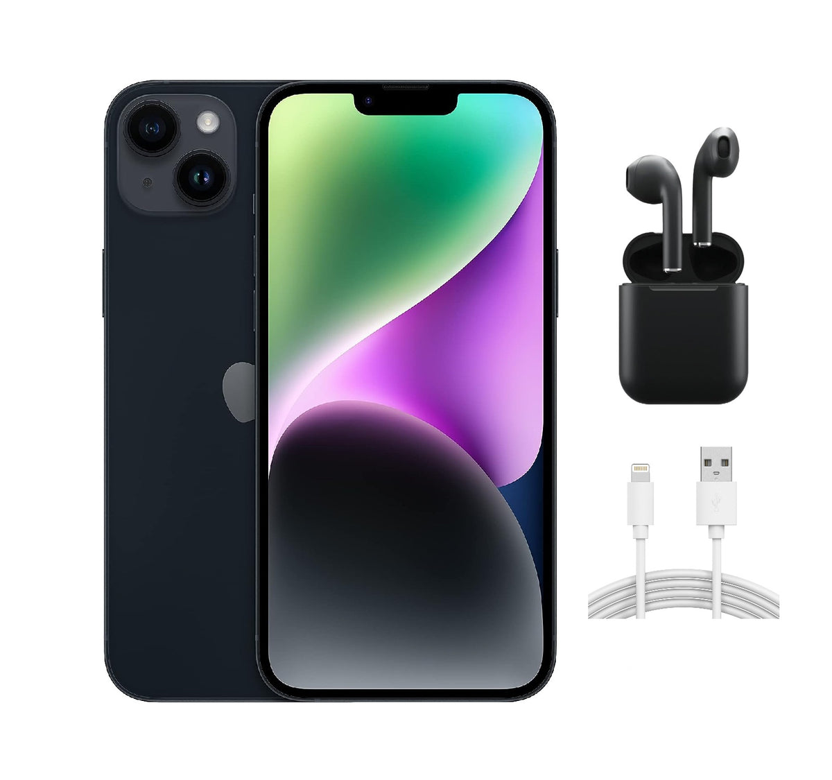 Refurbished Apple iPhone 14 Plus A2632 (Fully Unlocked) 256GB Midnight (Grade A+) w/ Wirelesss Earbuds