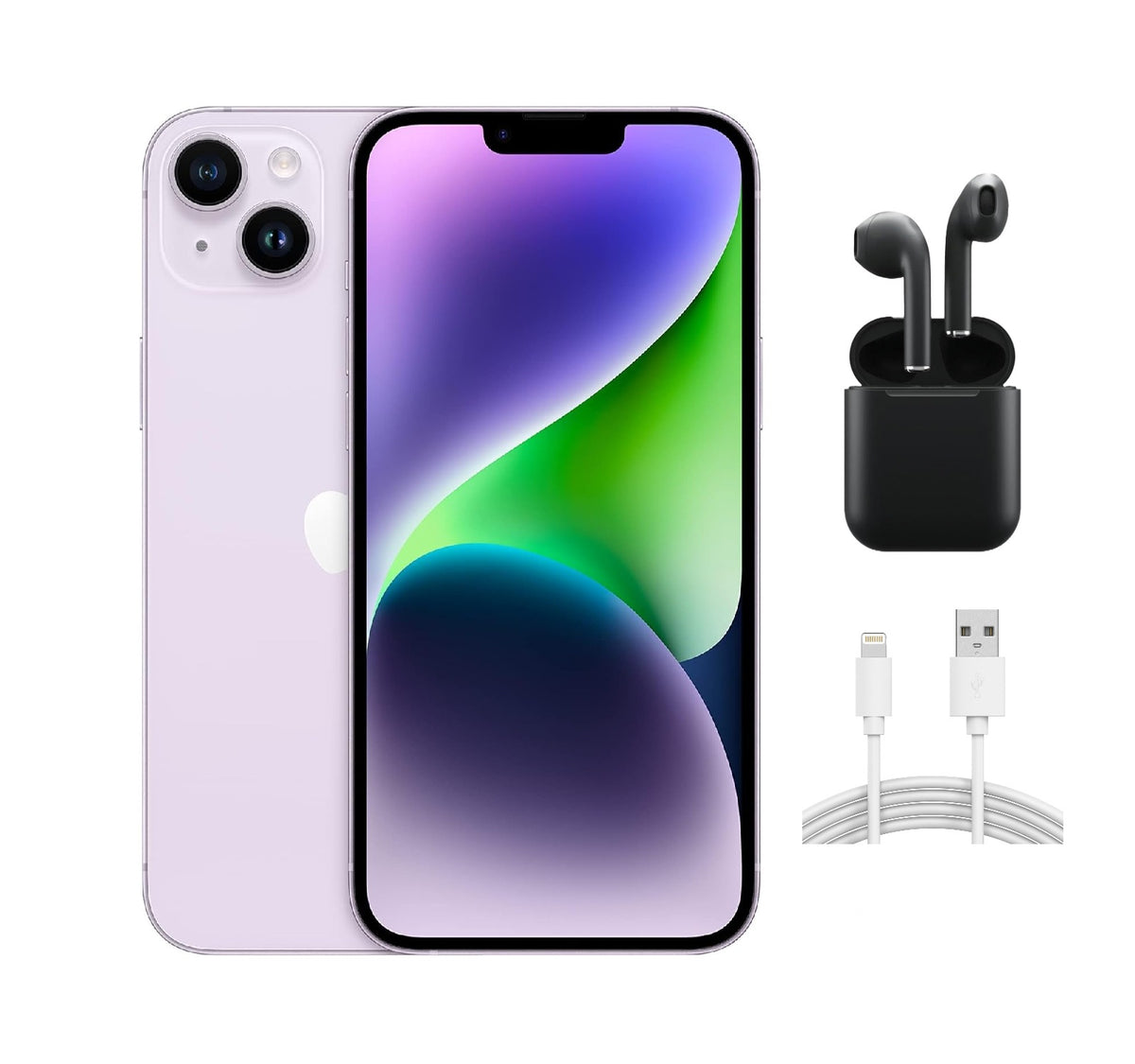 Refurbished Apple iPhone 14 Plus A2632 (Fully Unlocked) 256GB Purple (Grade A) w/ Wirelesss Earbuds