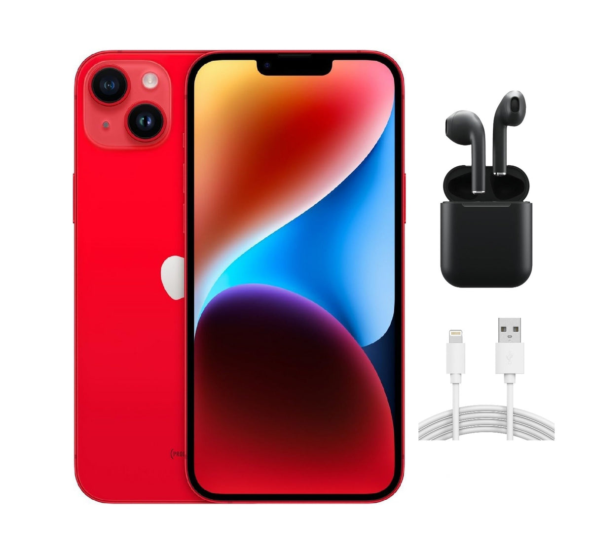 Refurbished Apple iPhone 14 Plus A2632 (Fully Unlocked) 256GB Red (Grade A+) w/ Wirelesss Earbuds