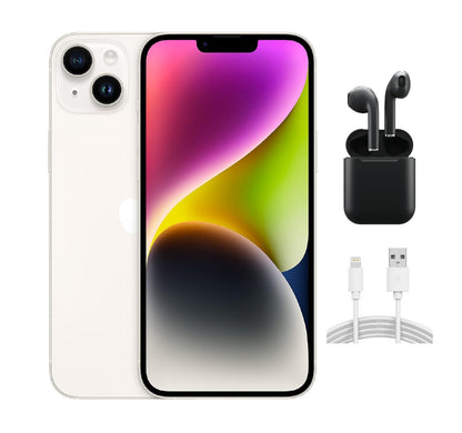 Refurbished Apple iPhone 14 Plus A2632 (Fully Unlocked) 256GB Starlight (Grade A) w/ Wirelesss Earbuds