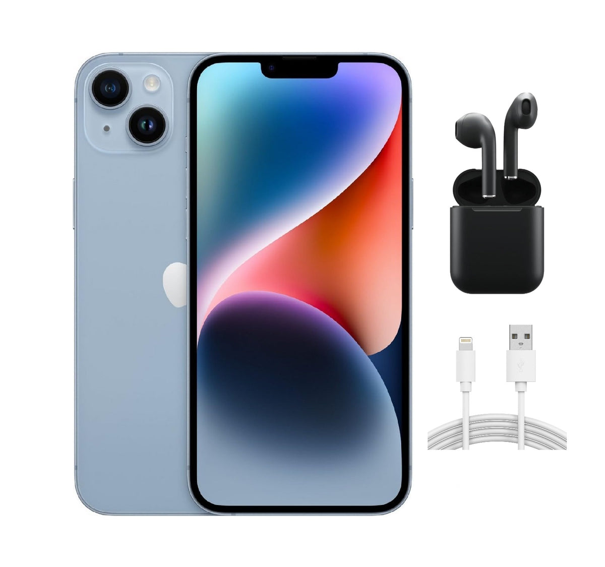 Refurbished Apple iPhone 14 Plus A2632 (Fully Unlocked) 512GB Blue (Grade A+) w/ Wirelesss Earbuds