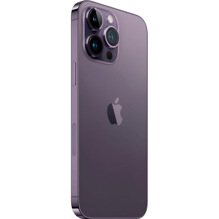 Refurbished Apple iPhone 14 Pro Max A2651 (Fully Unlocked) 128GB Deep Purple (Grade A) Bundle with Pre-Installed Tempered Glass and Bluetooth Earbuds