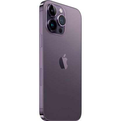 Refurbished Apple iPhone 14 Pro Max A2651 (Fully Unlocked) 128GB Deep Purple (Grade A) Bundle with Pre-Installed Tempered Glass and Bluetooth Earbuds