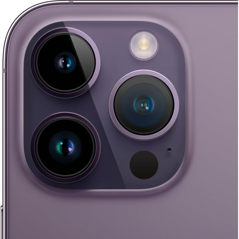 Refurbished Apple iPhone 14 Pro Max A2651 (Fully Unlocked) 128GB Deep Purple (Grade A) Bundle with Pre-Installed Tempered Glass and Bluetooth Earbuds