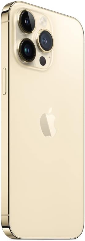 Refurbished Apple iPhone 14 Pro Max A2651 (Fully Unlocked) 1TB Gold (Grade A+) Bundle with Pre-Installed Tempered Glass and Bluetooth Earbuds