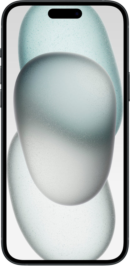 Refurbished Apple iPhone 15 Plus A2847 (Fully Unlocked) 128GB Black (Grade A) Bundle with Pre-Installed Tempered Glass and Bluetooth Earbuds