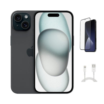 Refurbished Apple iPhone 15 Plus A2847 (Fully Unlocked) 128GB Black (Grade B) w/ Pre-Installed Tempered Glass