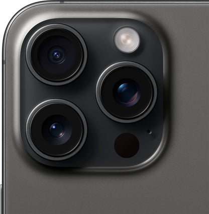 Refurbished Apple iPhone 15 Pro Max A2849 (Fully Unlocked) 1TB Black Titanium (Grade A) w/ Pre-Installed Tempered Glass