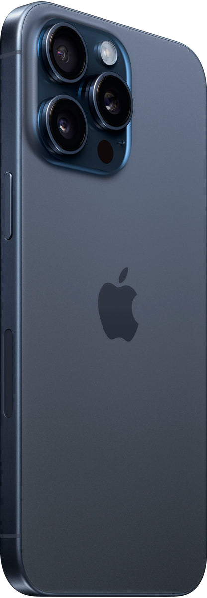 Refurbished Apple iPhone 15 Pro Max A2849 (Fully Unlocked) 1TB Blue Titanium (Grade B) w/ Pre-Installed Tempered Glass