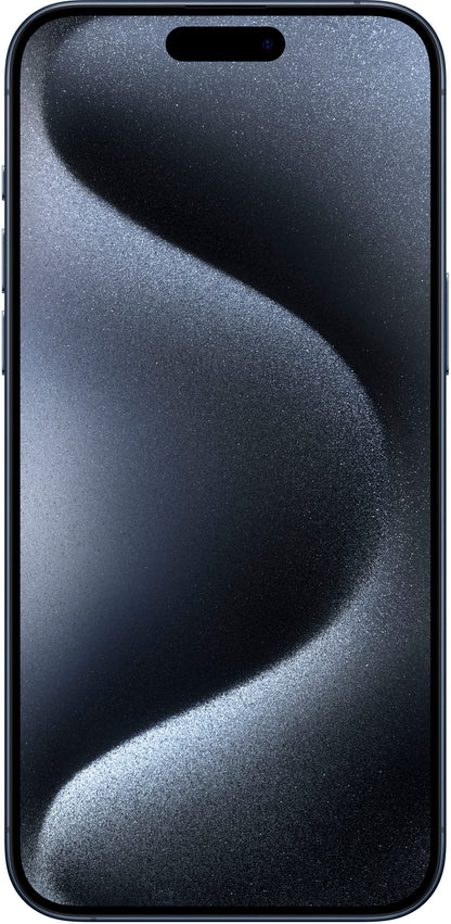 Refurbished Apple iPhone 15 Pro Max A2849 (Fully Unlocked) 1TB Blue Titanium (Grade B) w/ Pre-Installed Tempered Glass