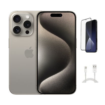 Refurbished Apple iPhone 15 Pro Max A2849 (Fully Unlocked) 256GB Natural Titanium (Grade B) w/ Pre-Installed Tempered Glass