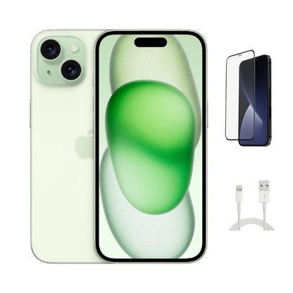 Refurbished Apple iPhone 15 A2846 (Fully Unlocked) 128GB Green (Grade A) w/ Pre-Installed Tempered Glass