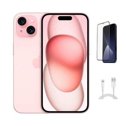 Refurbished Apple iPhone 15 A2846 (Fully Unlocked) 128GB Pink (Grade A+) w/ Pre-Installed Tempered Glass