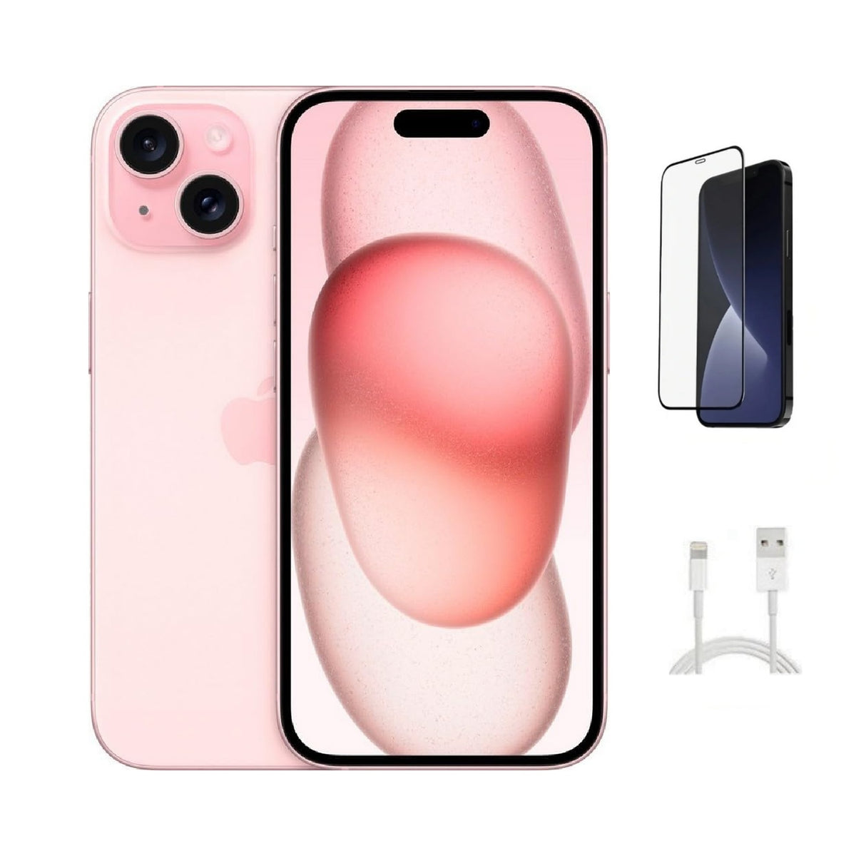 Refurbished Apple iPhone 15 A2846 (Fully Unlocked) 128GB Pink (Grade A) w/ Pre-Installed Tempered Glass