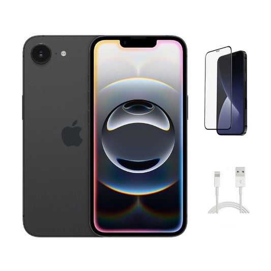 Refurbished Apple iPhone 16e A3212 (Fully Unlocked) 128GB Black (Grade B) w/ Pre-Installed Tempered Glass
