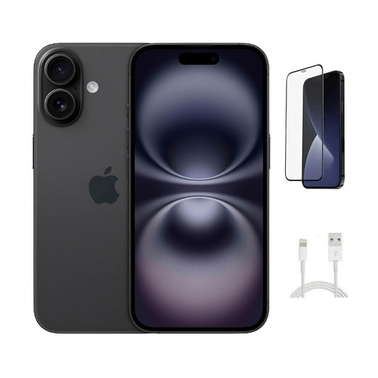Refurbished Apple iPhone 16 Plus A3082 (Fully Unlocked) 128GB Black (Grade B) w/ Pre-Installed Tempered Glass