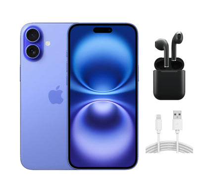 Refurbished Apple iPhone 16 Plus A3082 (Fully Unlocked) 128GB Ultramarine (Grade B) w/ Wireless Earbuds