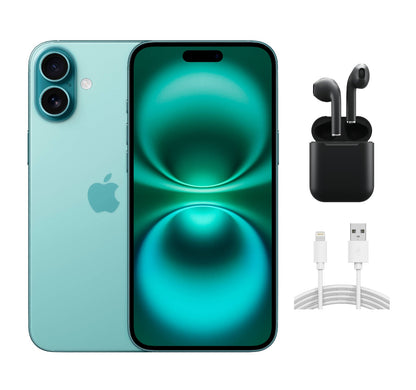 Refurbished Apple iPhone 16 Plus A3082 (Fully Unlocked) 128GB Teal (Grade A+) w/ Wireless Earbuds