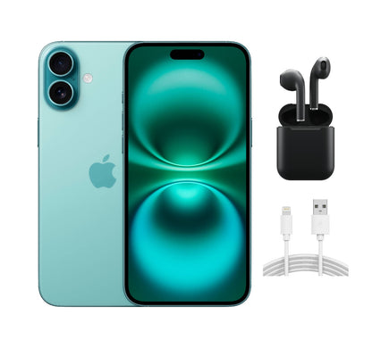 Refurbished Apple iPhone 16 Plus A3082 (Fully Unlocked) 128GB Teal (Grade B) w/ Wireless Earbuds
