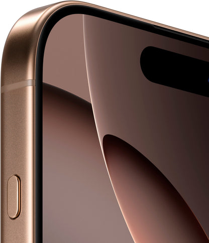 Refurbished Apple iPhone 16 Pro Max A3084 (Fully Unlocked) 256GB Desert Titanium (Grade A) Bundle with Pre-Installed Tempered Glass and Bluetooth Earbuds