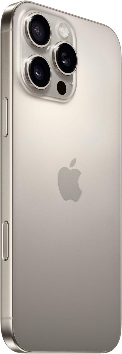Refurbished Apple iPhone 16 Pro Max A3084 (Fully Unlocked) 256GB Natural Titanium (Grade A) Bundle with Pre-Installed Tempered Glass and Bluetooth Earbuds